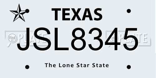 JSL8345 Texas License Plate