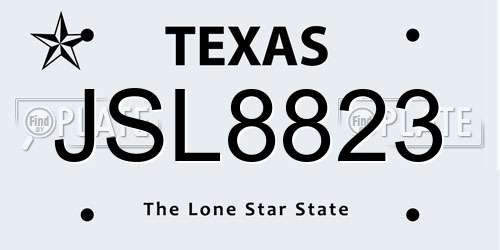 JSL8823 Texas License Plate