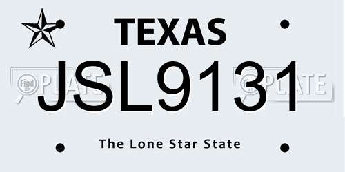 JSL9131 Texas License Plate