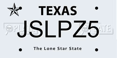JSLPZ5 Texas License Plate