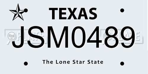 JSM0489 Texas License Plate