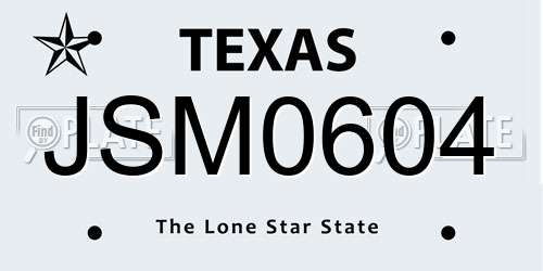 JSM0604 Texas License Plate