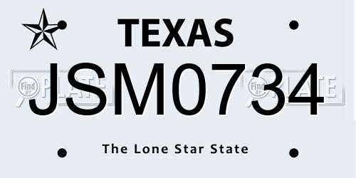JSM0734 Texas License Plate
