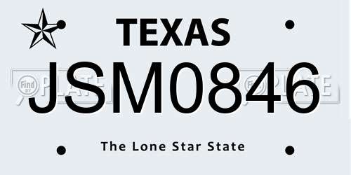 JSM0846 Texas License Plate