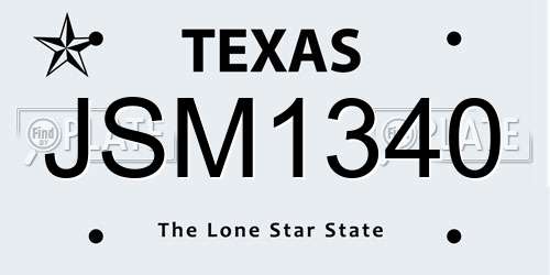 JSM1340 Texas License Plate