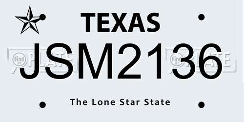 JSM2136 Texas License Plate