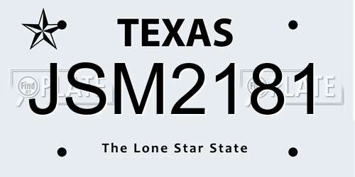 JSM2181 Texas License Plate