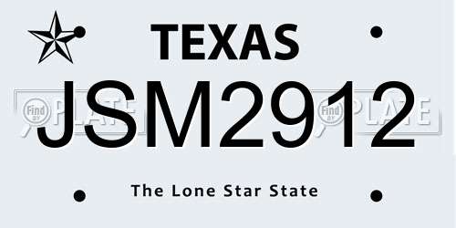 JSM2912 Texas License Plate