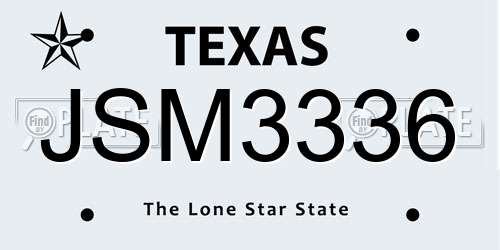 JSM3336 Texas License Plate