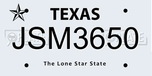 JSM3650 Texas License Plate