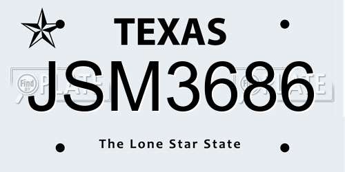 JSM3686 Texas License Plate