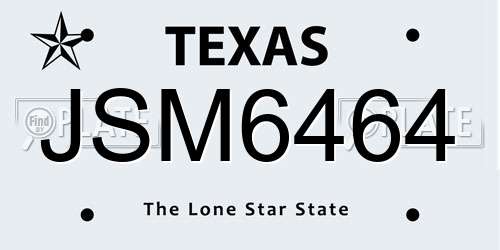 JSM6464 Texas License Plate