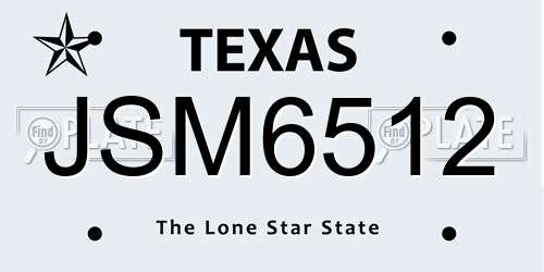 JSM6512 Texas License Plate