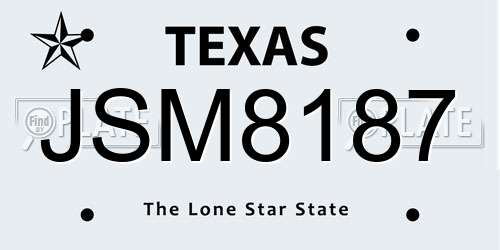 JSM8187 Texas License Plate
