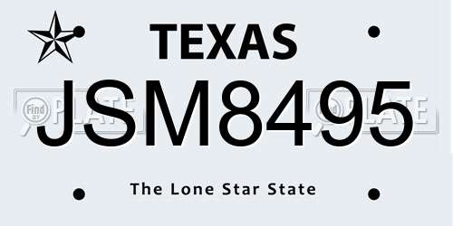 JSM8495 Texas License Plate