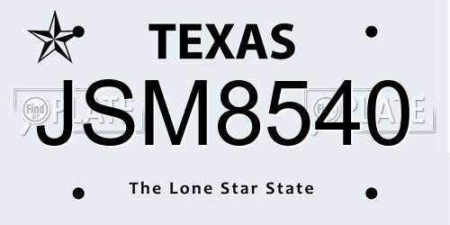 JSM8540 Texas License Plate