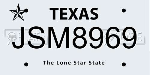 JSM8969 Texas License Plate