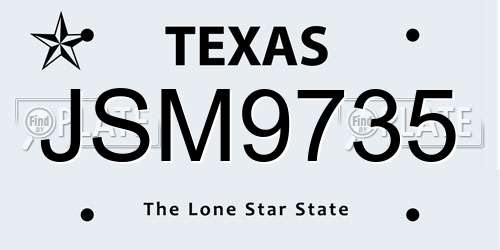 JSM9735 Texas License Plate