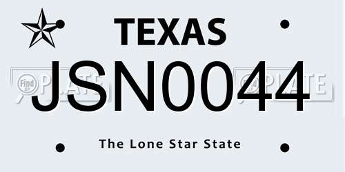 JSN0044 Texas License Plate