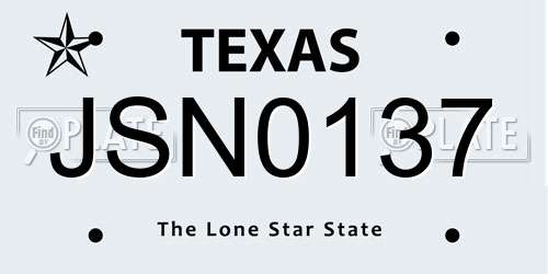 JSN0137 Texas License Plate
