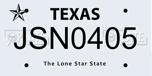 JSN0405 Texas License Plate