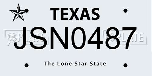 JSN0487 Texas License Plate