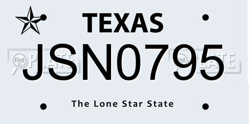 JSN0795 Texas License Plate