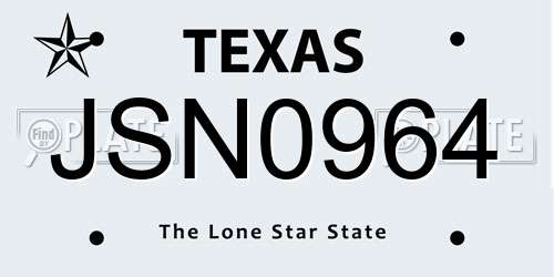 JSN0964 Texas License Plate