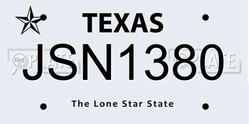 JSN1380 Texas License Plate