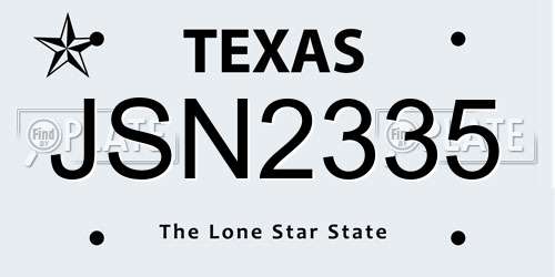 JSN2335 Texas License Plate