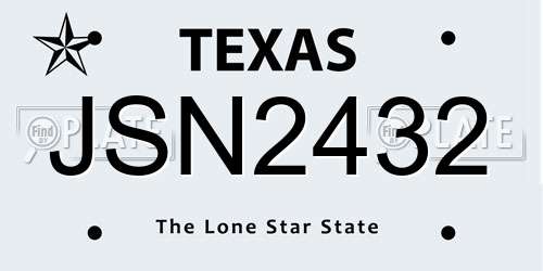 JSN2432 Texas License Plate