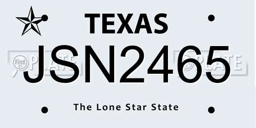 JSN2465 Texas License Plate