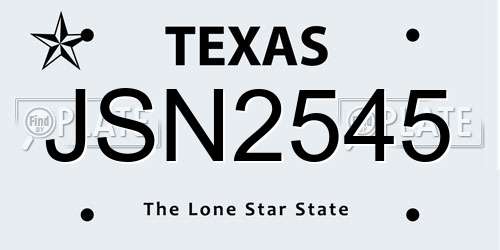 JSN2545 Texas License Plate
