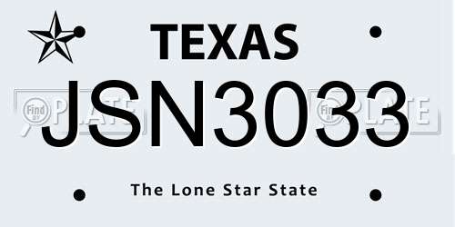 JSN3033 Texas License Plate