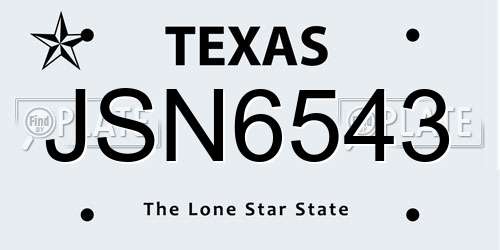 JSN6543 Texas License Plate