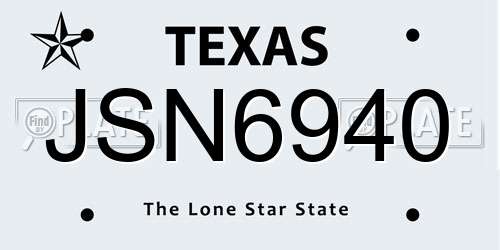 JSN6940 Texas License Plate