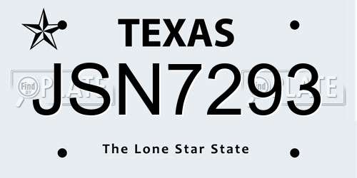 JSN7293 Texas License Plate