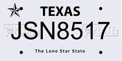 JSN8517 Texas License Plate