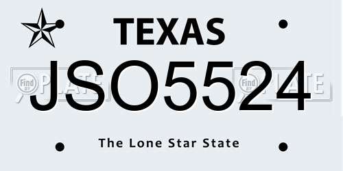 JSO5524 Texas License Plate