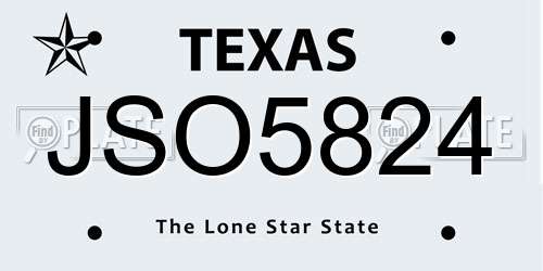 JSO5824 Texas License Plate