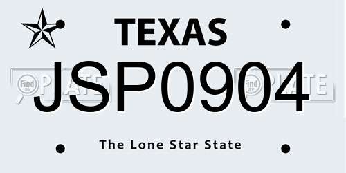 JSP0904 Texas License Plate