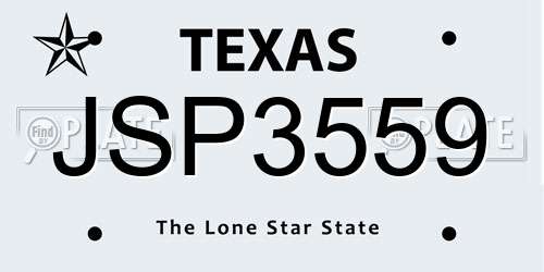 JSP3559 Texas License Plate