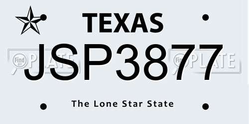 JSP3877 Texas License Plate