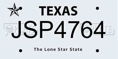 JSP4764 Texas License Plate