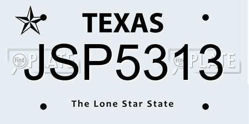 JSP5313 Texas License Plate