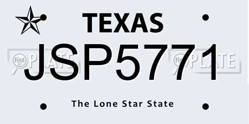 JSP5771 Texas License Plate