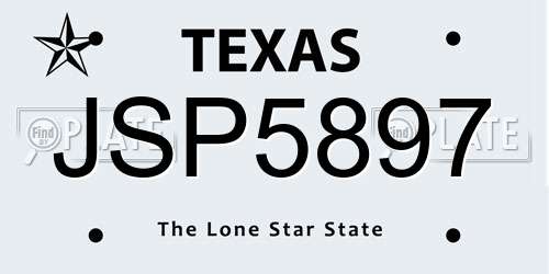 JSP5897 Texas License Plate