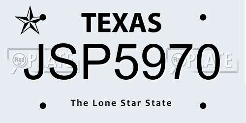 JSP5970 Texas License Plate
