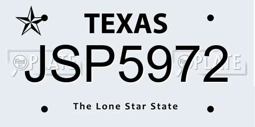 JSP5972 Texas License Plate
