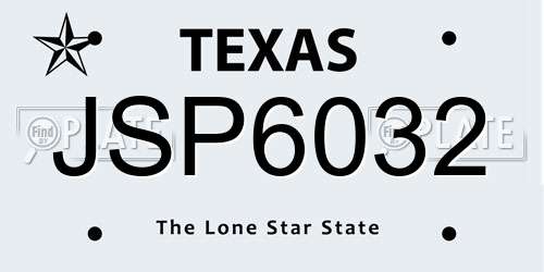 JSP6032 Texas License Plate